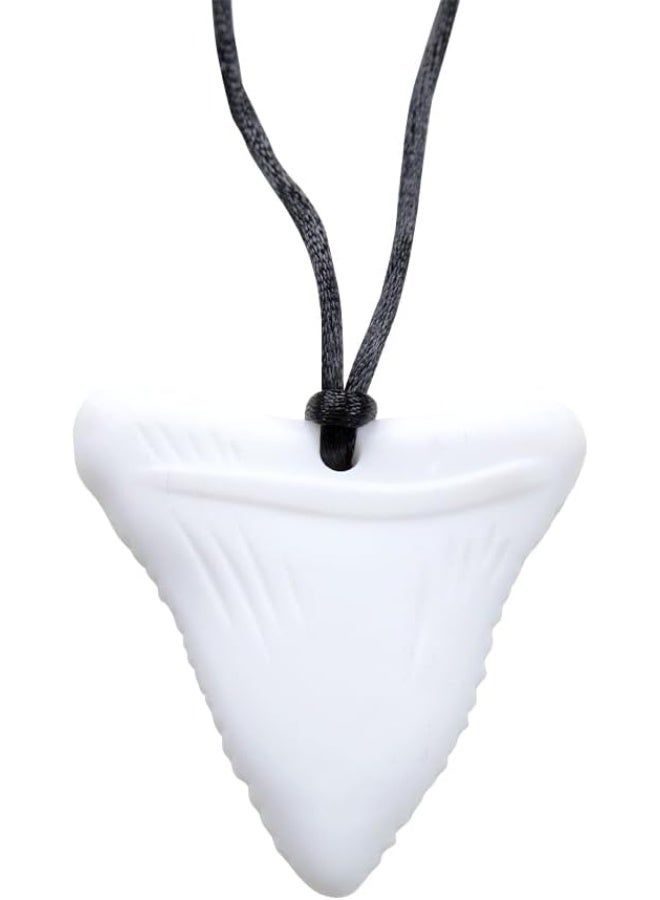 abley's Silicone Shark Tooth Chew Necklace, Sensory Aid for Anxiety and Focus (White) - Image 1